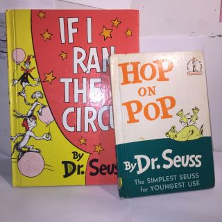 2 - Vintage Books By Dr.  Seuss 1956 If I Ran The Circus Dr.  Seuss.  And Hop On Pop