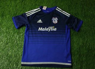 Cardiff City Wales 2015/2016 Football Shirt Jersey Home Adidas Young L