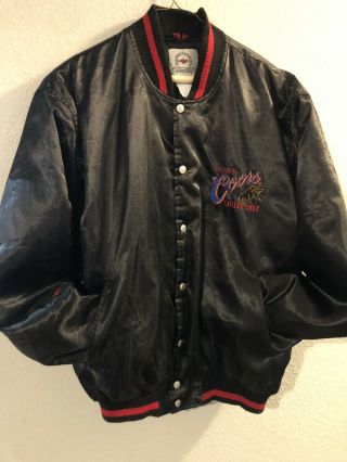 Vintage Mid - West Garment Co Orignal Coors Black Jacket Size L Made USA 2