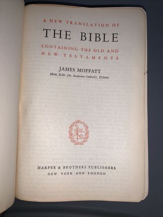 A Translation Of The Bible,  James Moffatt,  1935,  Harper Brothers,  Hardcover