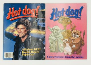 2 Vintage 1984 Hot Dog Magazines Issues 27 & 31 Knight Rider Cards,  Poster Yoda