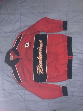 Vintage Dale Earnhardt Jr Budweiser Racing Jacket 8 Red/black Large