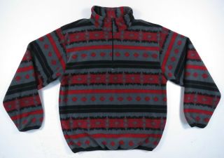 Vintage 90s Nautica Nautech Usa Gray Red 1/4 Zip Fleece Mens Pullover Jacket M