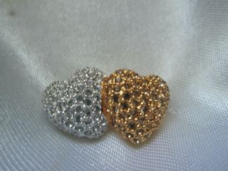 Vintage Signed Swarovski Swan Sparkly Crystal Glass Love Hearts Brooch Pin Gift