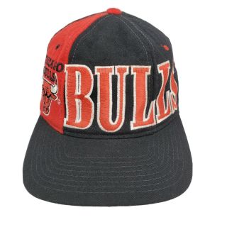 Vintage 90s Starter Chicago Bulls Basketball Snapback Hat Logo Wool Blend