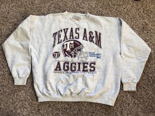 Vintage 90s Texas A&m Aggies Cotton Bowl Xl Crewneck Sweatshirt Usa Made Vtg