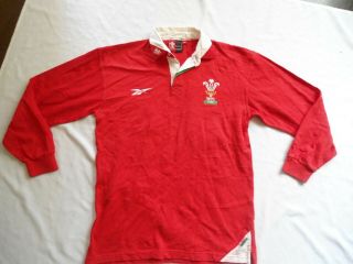 Vintage Wales Reebok Rugby Jersey Shirt Size Med V.  G.  C