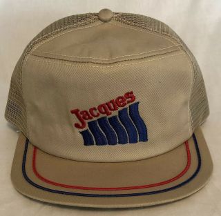 Vintage Jacques Seed Embroidered Mesh Snapback Trucker Hat Cap K Brand Usa Tan
