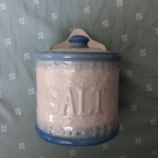 Vintage Salt Box Jar Lidded Hanging Farmhouse Country Decor