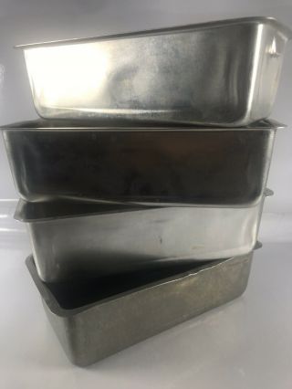 4 Vtg Aluminum Loaf Pans Unbranded 7 3/8 X 3 5/8 X 2 1/4 Flat Rim Mcm Small Size