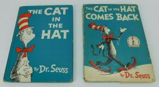 Dr.  Seuss Books - The Cat In The Hat 1957 & The Cat In The Hat Comes Back 1958 Dj
