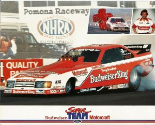 Kenny Bernstein 1985 Budweiser King Ford Tempo Nhra Drag Race Handout