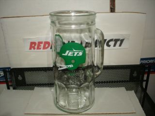 Awesome Vintage 1980’s York Jets Fisher Peanuts Nfl 7” Glass Beer Mug