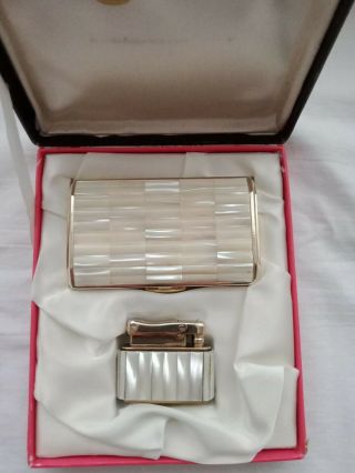 Vintage Colibri Cigarette Lighter Inc Mother Of Pearl,  Boxed