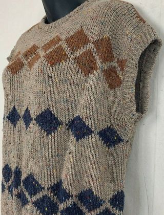 Vtg C.  G.  Career Guild Womens Sweater Vest Wool Blend Aztec Speckled Beige Xl
