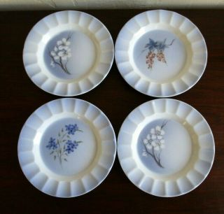 4 Vtg Royal Copenhagen Denmark Dishes Small Plates,  Blue Floral 2930 2931 2932