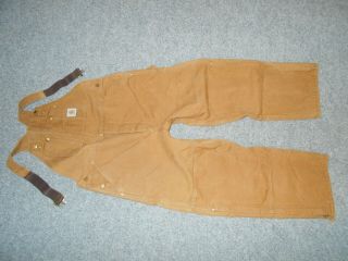Carhartt Vintage Usa Made Mens 38/30 Insulated Classic Brown Overalls J2