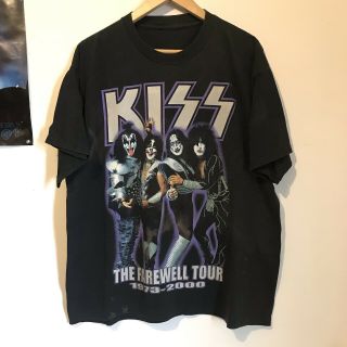 Vintage 2000 Kiss The Farewell Tour Band T Shirt Distressed Fits L