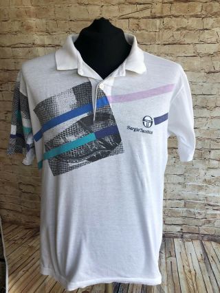 Sergio Tacchini Polo Shirt | Vintage 90s Italian Sports Brand Tennis Gear Xl