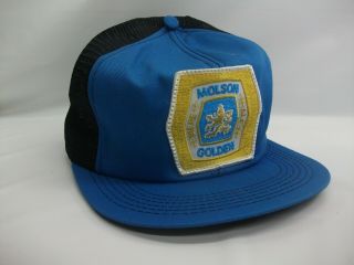 Molson Golden Beer Patch Hat Vintage K Brand Blue Black Snapback Trucker Cap