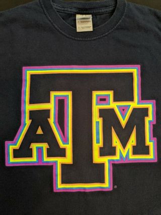 Texas A&m Aggies Psychedelic Small Navy T - Shirt Vintage Retro 80s 90s Style