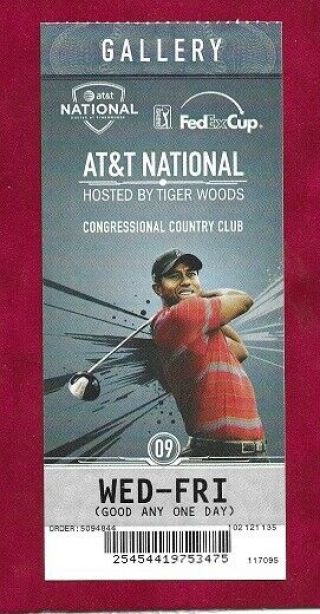 Tiger Woods 2009 At & T National Gallery Golf Ticket,  Host Tiger 
