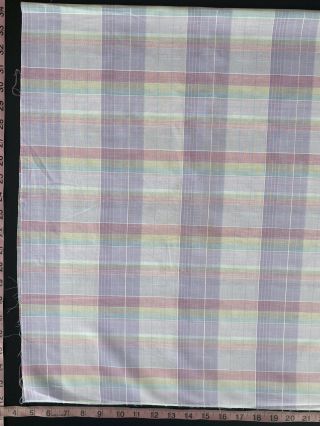 4.  25” Yds x 44” Vintage Cotton Fabric Colorful Pastel Plaid Stripes Linen Crafts 2