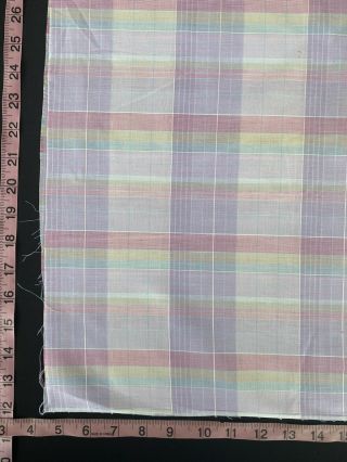 4.  25” Yds x 44” Vintage Cotton Fabric Colorful Pastel Plaid Stripes Linen Crafts 3