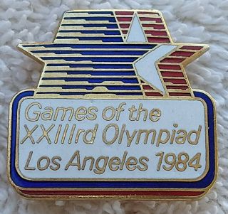 Games Of The Xxiiird Olympiad Los Angeles 1984 Pin Star In Motion (c) Pre - Owned