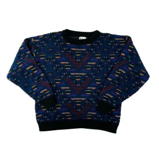 Vintage 80s 90s Crewneck Sweater Mens Medium Retro Aztec Knit Rasta Made In Usa