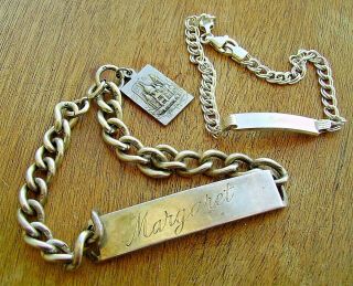 Vtg Jewellery Bundle Sterling Silver 925 Id Bracelet X2 Margaret&mum 34g Scrap?
