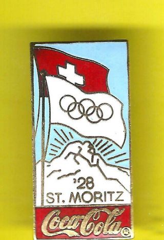 1928 Coca Cola Coke St Moritz Switzerland Olympic Winter Games Hat Or Lapel Pin
