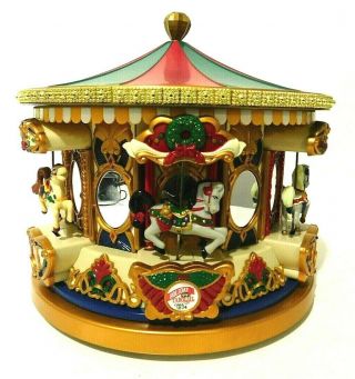 Vtg 90s Mr.  Christmas Holiday Merry Go Round 6 Horses 21 Songs Parts