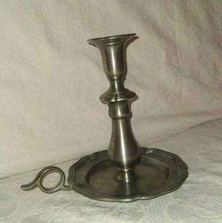 Vintage Colonial Casting Co (ccc) Pewter Chamberstick Candle Holder