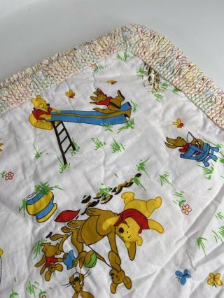Vintage Winnie The Pooh Baby Crib Quilt Blanket Comforter Made In Usa 32” X 41