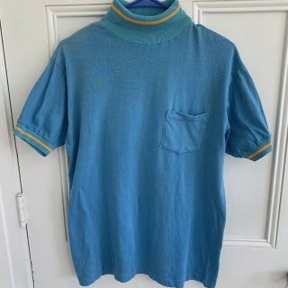 Vtg 50s 60s Crestfield Turtleneck Cotton Shirt Mod Small Rockabilly 1950s 1960s