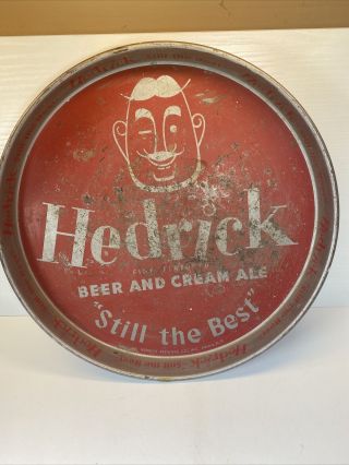 Vintage Hedrick Beer & Cream Ale Tray Hedrick Brewing Co.  Albany Ny Red A