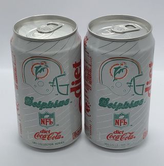 Diet Coca Cola 2 Cans 1993 Nfl Collector Series Miami Dolphins