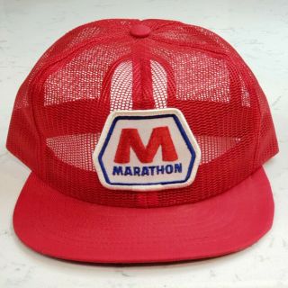 Vintage Marathon Snapback Trucker Hat Full Mesh Patch Cap Louisville Made In Usa