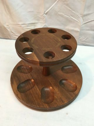 Vntg Decatur Industries 7 Pipe Walnut Stand/rack,  Days Of Week Stamped On Top