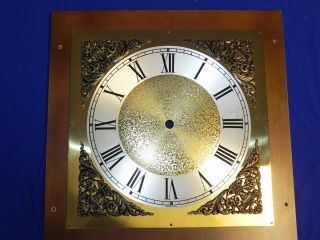 Vintage Western Germany Grandfather Clock Dial Face 9 7/8 " X 9 7/8 "