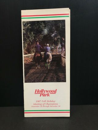 Hollywood Park 1987 Fall Holiday Horse Race Program Variety Road On Trust Hdcp