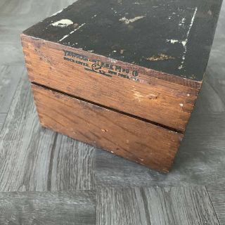 Rare Antique Vintage Yawman And Erbe Mfg.  Wooden Oak Dovetailed Recipe Box