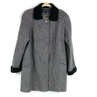 Vintage Herman Kay Womens Sz 10 Grey Wool Blend Button Front Car Pea Coat