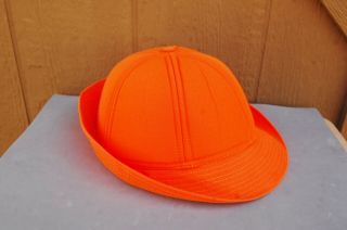 Blaze Orange Hunting Hat Vintage Ideal Xl Folded Sides Brim 11 " X 9 " X 5 1/2 "