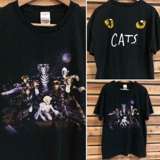 Rare Vtg Fotl Cats Broadway Play Musical Double Sided Graphic Cast T Shirt Xl