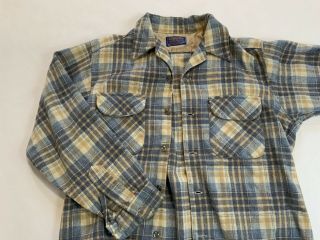 Vintage Holy Pendleton Plaid 100 Wool Shirt Cutter Fabric Blue,  Tan