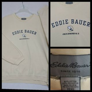 Vintage 90s Eddie Bauer Cream Spellout P - Wing Sweatshirt Men’s Size Xxl (c)