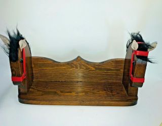 Hand Made Vintage Wood Book End Stand Shelf Pony Horse Kid 