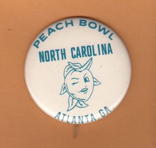 1970 Unc North Carolina Tar Heels Peach Bowl Pin Back Unsold Game Site Stock